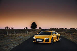 Фото Audi Желтых Металлик 2016 R8 V10 Plus машины