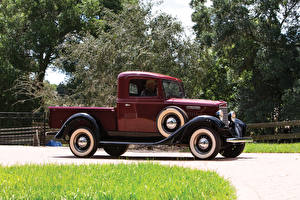 Картинки Ретро Бордовая Металлик Пикап кузов 1934 International C-1 Pickup Автомобили