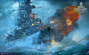 Фотография World Of Warship Корабль Выстрел Немецкий Battleship Scharnhorst Игры Армия