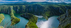 Фото Речка Сербия Каньон Скале Сверху Uvac Canyon Природа