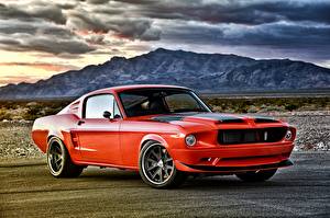 Картинки Ford Красный HDR Mustang, 1968