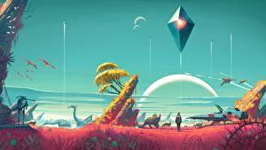 Обои для рабочего стола Небо Фантастический мир No Man's Sky Игры Фэнтези