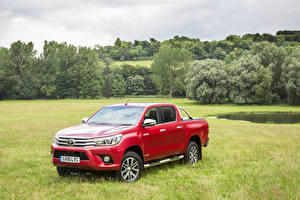 Картинка Toyota Красные Металлик Пикап кузов 2016 Hilux Invincible Double Cab