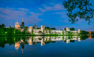 Обои Россия Москва Храмы Монастырь Река Novodevichy monastery