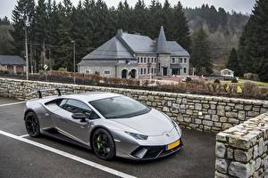 Обои Ламборгини Припаркованная Серый Performante Huracan автомобиль