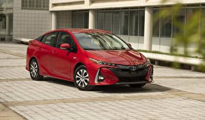 Картинки Тойота Красная Металлик 2017–19 Prius Prime