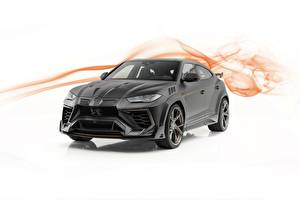 Фотография Lamborghini Белым фоном Серый Карбоновый CUV Mansory, Urus, 2019, Venatus автомобиль