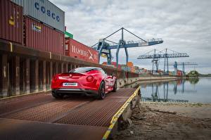 Обои Alfa Romeo Красная Вид сзади 4C машины