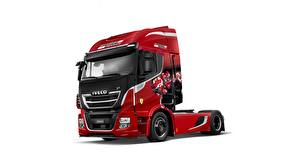 Фотографии IVECO Грузовики Красных Белый фон 570X7, Scuderia Ferrari машина