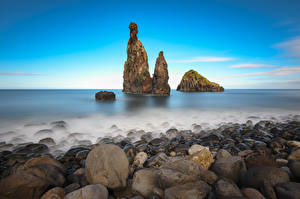 Картинка Португалия Побережье Камни Утес Madeira, Ilheus da Rib