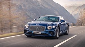 Фото Bentley Синий Движение Continental GT Sequin Blue автомобиль