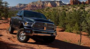 Обои Додж Черная Спереди Пикап кузов Ram 2500, Power Wagon Laramie Crew Cab, 2014