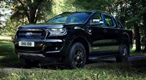 Обои Форд Траве Черная Пикап кузов Ranger, Limited Black Edition, Double Cab, 2017 авто