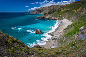 Фото США Берег Океан Калифорния Big Sur Природа